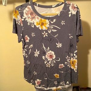 Gray floral short sleeve T-shirt